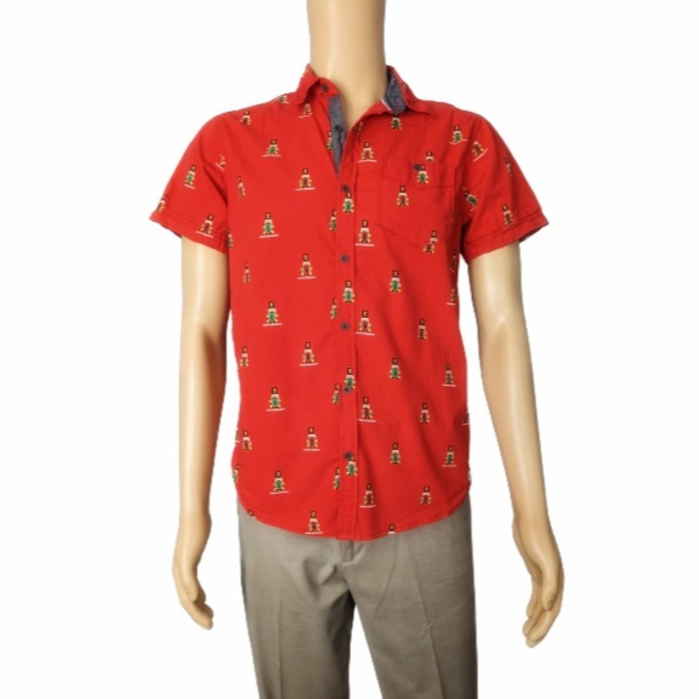 Free Planet What's Crackin? Nutcracker Button-Down Shirt M